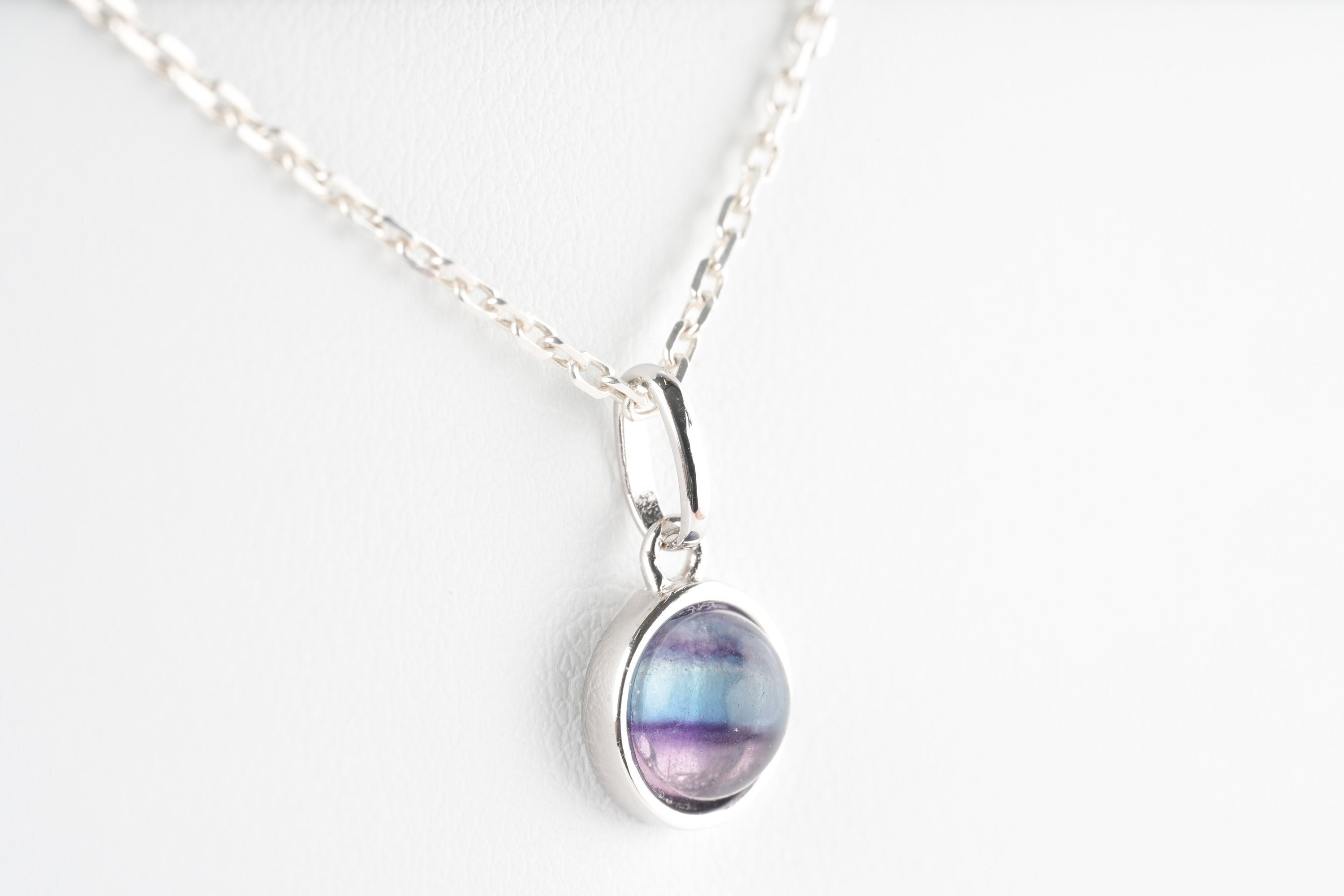 Collana In Pietra Di Luna Arcobaleno Rosa, Grani Rotondi 6/8/10/12 Mm, Lunga 18 Pollici, Placcata Argento - Foto 4