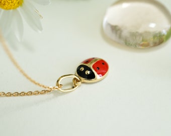 Collier Enfant Chaîne Forçat Avec Pendentif Coccinelle - Plaqué Or Jaune 750/1000 - Neuf Avec étiquettes