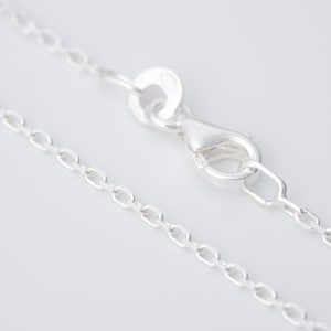 1.45mm silver chain with diamond-cut curb link, fine and classic chain.