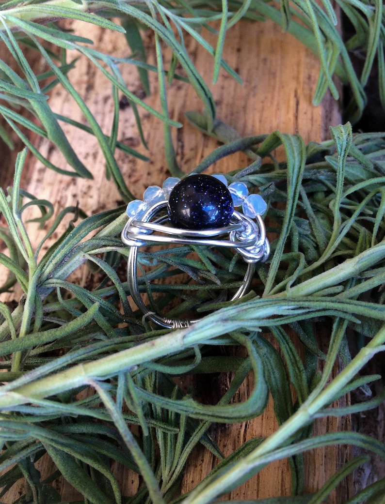 Eye ring Dark Sun stone ring Wire ring Sun Stone
