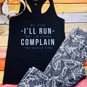 Ladies funny Running slogan workout vest top, womens gym training T-shirt, body positivity activewear uk, jogging fitness tank top for girls