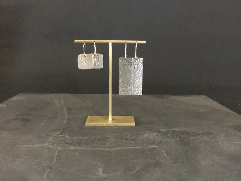 Brass earring display stand 80mm drilled for two pairs of post earrings