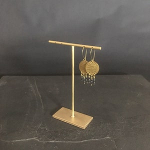 Brass earring display stand 100mm drilled for two pairs of post earrings