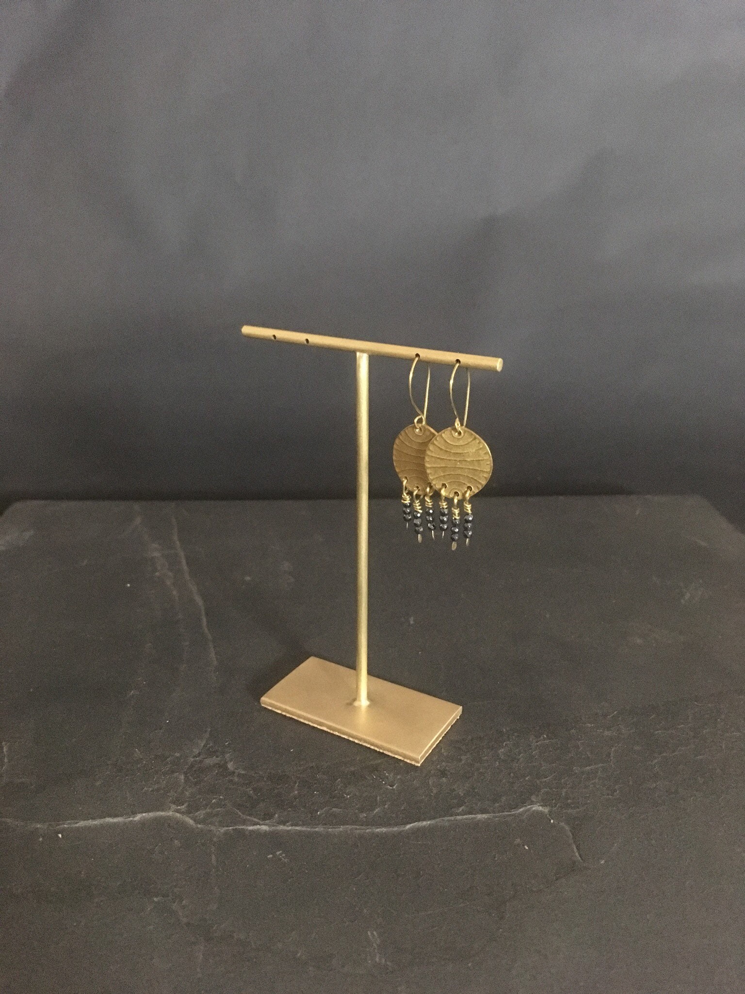 Brass earring display stand 100mm drilled for two pairs of Etsy
