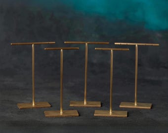 Celia, Set brass t-bar earring stands 100mm tall, six variations available