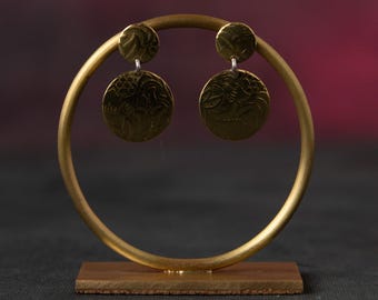 Florence, petit support pour boucles d'oreilles rond en laiton