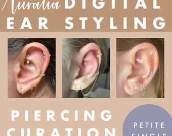 Ear Styling, Curated Ear, Ear Curation, Piercing Styling Design, Earring Piercing Set, Piercings, Gold Silver Huggie Hoops Conch Lobe Helix