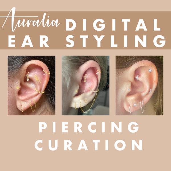 Ohrstyling, Kuratiertes Ohr, Ohr Kuration, Piercing Styling Design, Ohrring Piercing Set Stack, Gold Silber Huggie Hoops Conch Lobe Helix