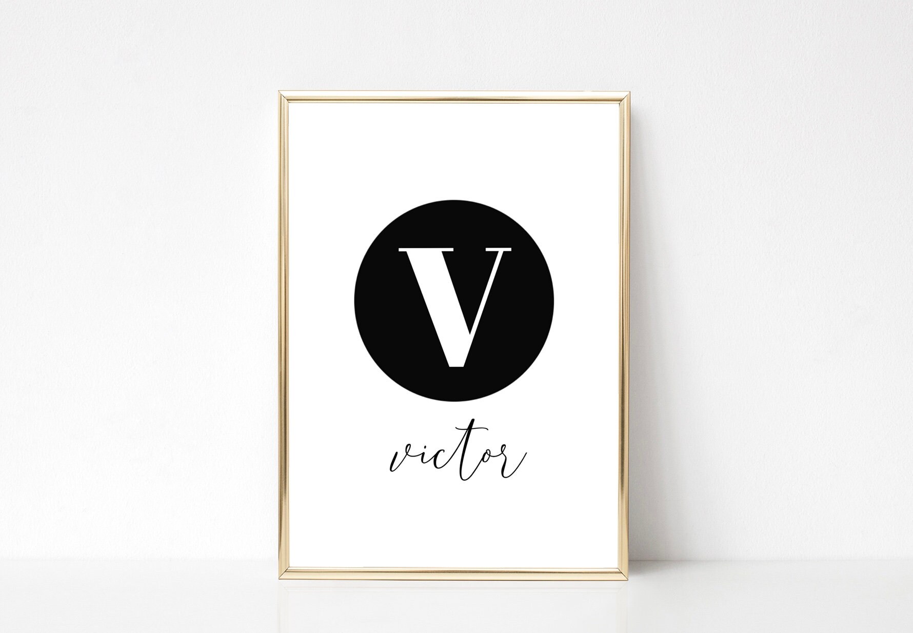 V carta inicial impresión personalizada nombre de la Etsy