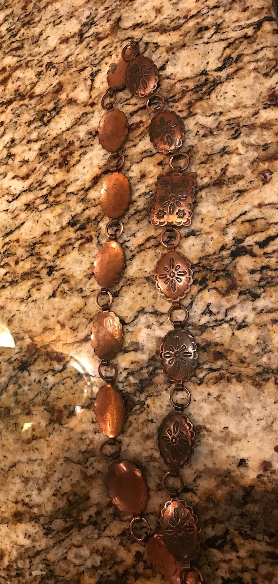 Vintage Concho Belt, Copper Concha Belt, Southwest