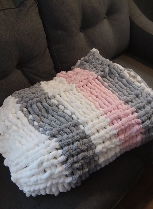 Striped Knit Chunky Blanket Etsy