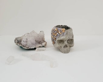 Small concrete skull planter - made to order