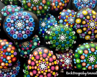 Mandala Rocks | Painted Rocks | Paperweights | Rock Art | Dot Stones | Dot Art | Rock Painting | Mandala Art | Mandala Stones