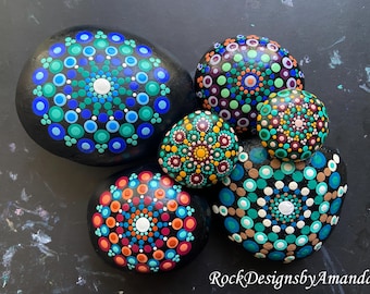 Assorted Mandala Stones | Painted Rocks | Rock Art | Mandala Rocks | Dot Art | Dot Rocks | Dot Mandala | Stone Paintings | Clearance Mandala