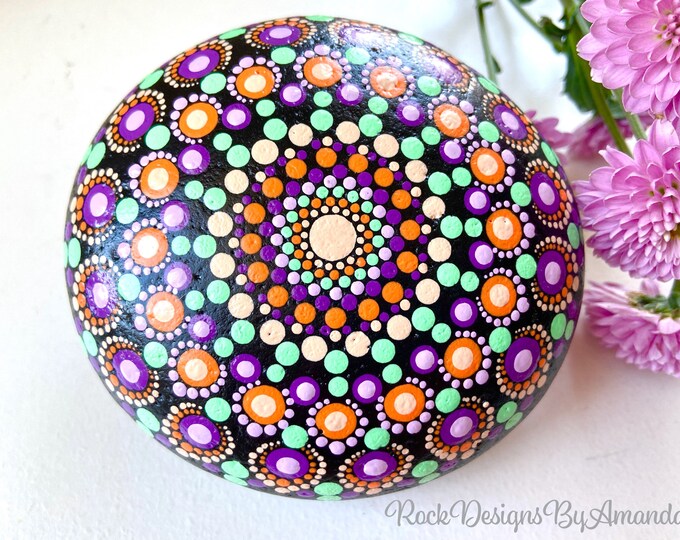 Large Mandala Rock | Large Painted Stones | Rock Art | Stone Painting ...