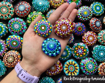 Small Painted Mandala Stones | Paperweights | Dot Art | Mandala Rocks | Meditation Stone | Painted Rocks | Stone Painting | Stones and Rocks