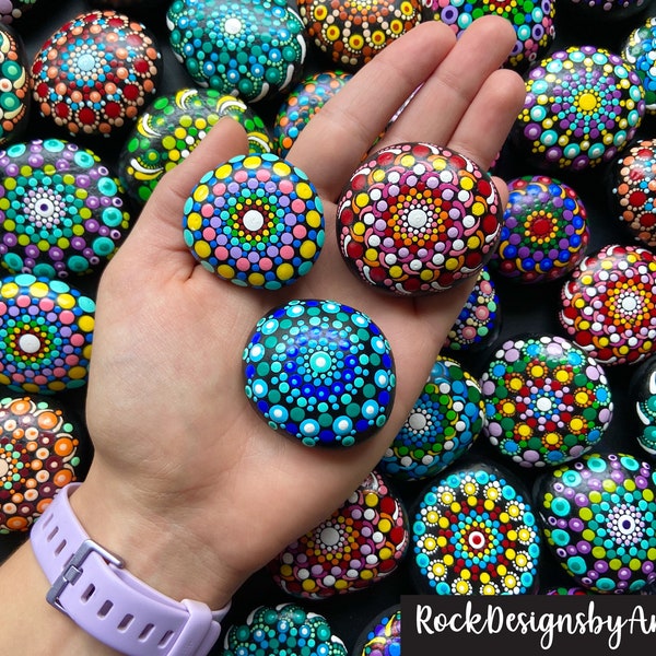 Small Painted Mandala Stones | Paperweights | Dot Art | Mandala Rocks | Meditation Stone | Painted Rocks | Stone Painting | Stones and Rocks