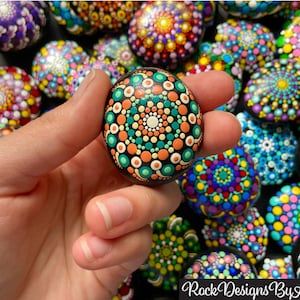 Small Painted Mandala Stones | Paperweights | Dot Art | Mandala Rocks ...