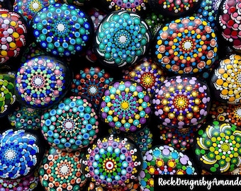 Painted Mandala Stones | Paperweights | Mandala Dot Art | Painted Rocks | Mandala Rocks | Stone Mandalas | Stone Painting | Rock Art