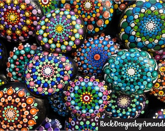 Painted Mandala Stones | Paperweights | Mandala Dot Art | Painted Rocks | Mandala Rocks | Stone Mandalas | Stone Painting | Rock Art