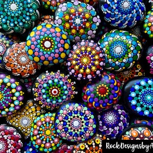 Small Painted Mandala Stones | Paperweights | Dot Art | Mandala Rocks ...
