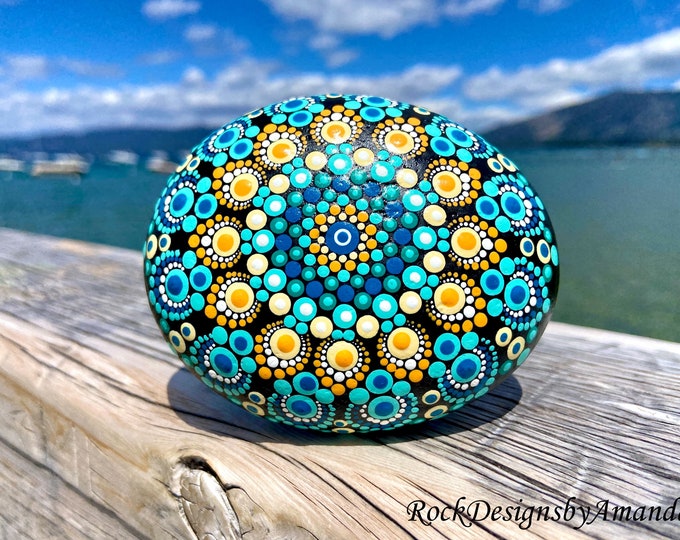 Painted Mandala Rock Mandala Stones Rock Art Painted Stone Decorative