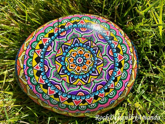 Large Painted Mandala Stone Painted Rocks Mandala Design Mandala