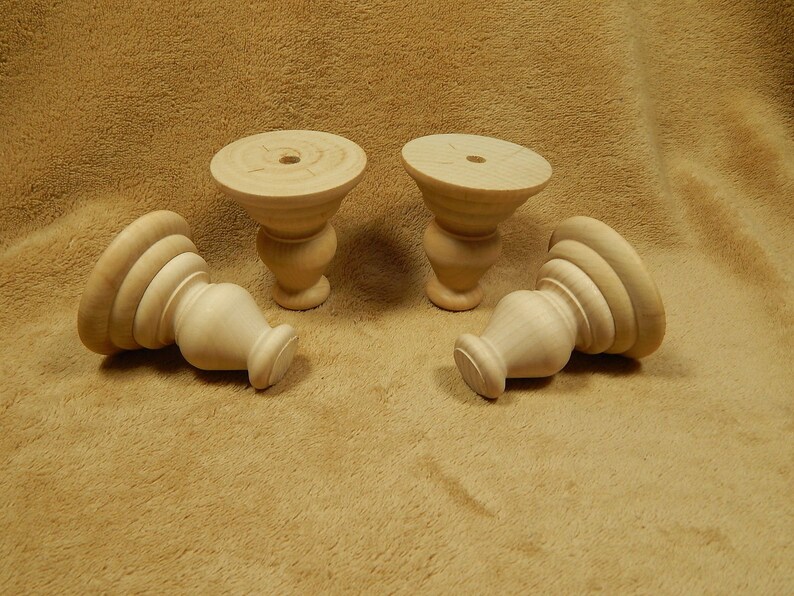 Unfinished Hard Wood Maple Wooden Turned Bun Bunn Feet Etsy