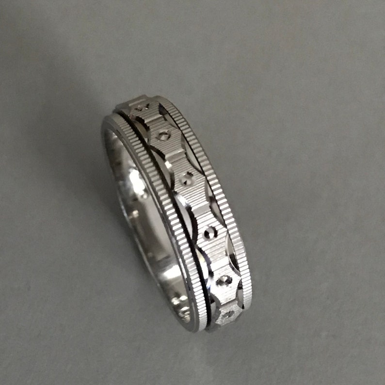 Wedding Band Spinner Band 0.925 Italy Fine Silver Wedding Ring Free Shipping.