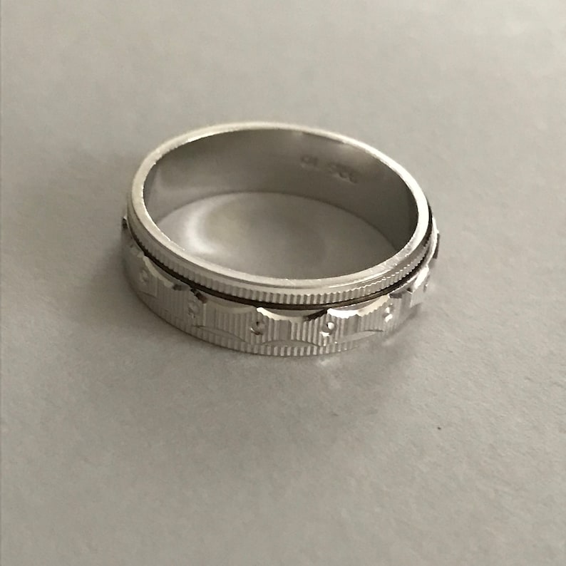 Wedding Band Spinner Band 0.925 Italy Fine Silver Wedding Ring Free Shipping.