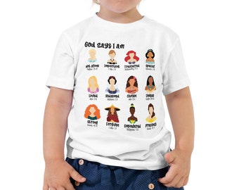 Dios dice que soy... Camiseta de manga corta para niños pequeños de princesa