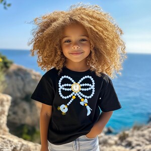 Midnight Princess Pearl Bow Tee Shirt with Glass Slipper-Toddler
