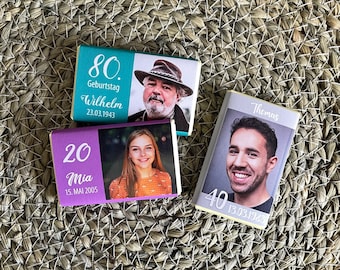 Regalo de invitado de cumpleaños | Barra de chocolate con leche entera | personalizado + foto