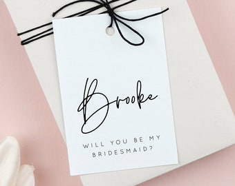 Will you be my Bridesmaid Tag, Modern Minimalist Bridesmaid Proposal Gift Tag Template, Maid of Honor Tag Printable, Bridal Party Tag B37