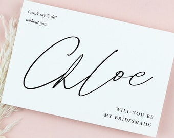 Will you be my Bridesmaid Card, Bridesmaid Proposal Card Template, Maid of Honor Card Printable, Modern Minimalist Bridal Party Card E43