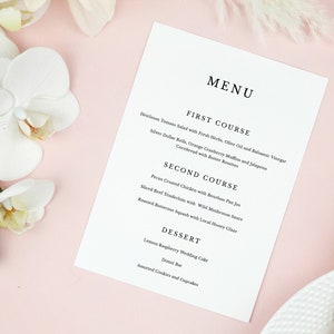 Classic Wedding Menu Template, Formal Wedding Menu Printable, Place Setting Menu, Elegant Wedding Buffet Menu, Bridal Shower Menu BV23 image 1