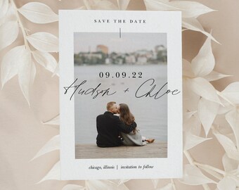 Minimalist Save the Date Template, Wedding Photo Save The Date Printable, Modern Save the Date, Chic Wedding Save our Date Card E43