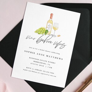 Vino Before Vows Bridal Shower Invitation Template, Wine Tasting Wedding Shower Invitation, Winery Vineyard Bachelorette Party