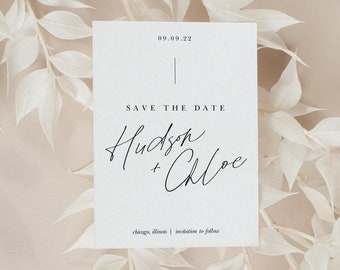Minimalist Save the Date Template, Modern Save the Date, Chic Wedding Save The Date Printable, Elegant Wedding Save our Date Card E43