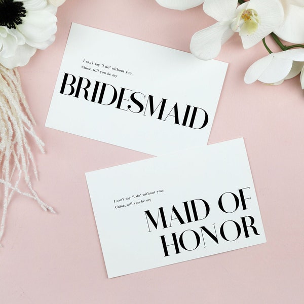 Will you be my Bridesmaid Card, Modern Bridesmaid Proposal Card Template, Printable DIY Maid of Honor Card, Elegant Bridal Party Card EG39