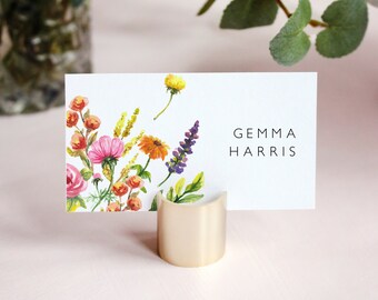 Modèle de carte de lieu floral aquarelle, carte alimentaire imprimable florale colorée, carte de lieu modifiable fleurs aquarelle, téléchargement immédiat EF53
