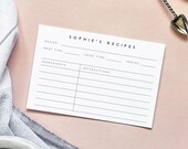 Modern Minimalist Recipe Card Template, Personalized Recipe Card Printable, Bridal Shower Recipe Card Insert, 4 x 6 Recipe Card