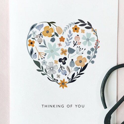 3 SIZES Printable Watercolor Thinking of You Card Instant - Etsy