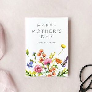 Floral Happy Mother's Day Card Printable Template, Colorful Editable Mothers Day Card, Watercolor Flower Garden Card, Instant Download EF53