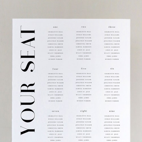 Seating Chart Template Editable Wedding Seating Chart Etsy