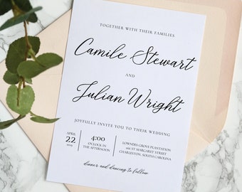 Classic Wedding Invitation Template, Elegant Calligraphy Wedding Invitation, Traditional Wedding Printable Invitation, Formal Invitation P29