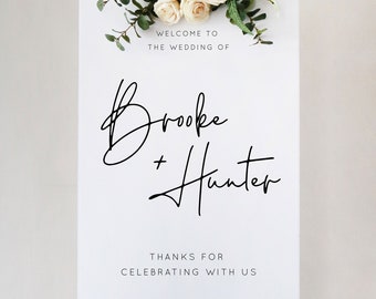 Modern Script Wedding Welcome Sign Template, Ceremony Sign Reception Sign Printable, Instant Download, Editable and Customizable B37 V37