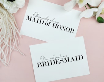 Modern Minimalist Bridesmaid Proposal Card Template, Maid of Honor Card Printable, Will you be my Bridesmaid Card, Bridal Party Card TA35