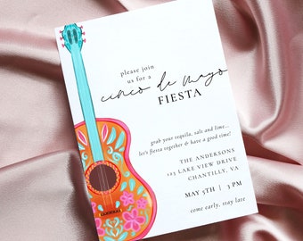 Cinco de Mayo Fiesta Invitation Template, Colorful Fiesta Printable Invitation, Vibrant Watercolor Cinco de Mayo Party Invitation CM53