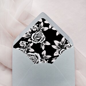 Black Roses Matte Envelope A7.5 Vintage Roses Envelope Black and White  Floral Envelopes Gothic Roses Envelope Liner 